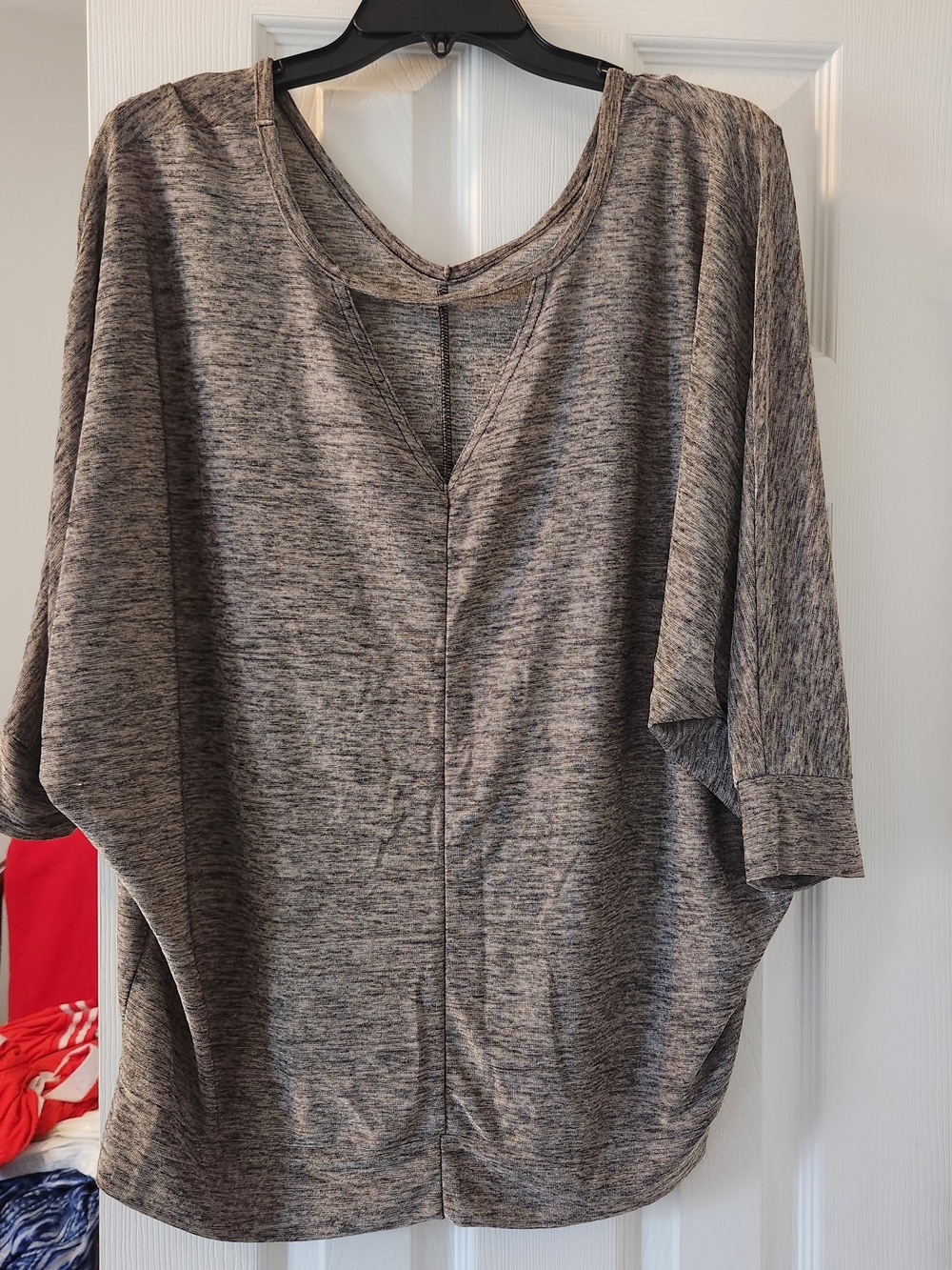 Women’s Heather Gray V-Neck Dolman Sleeve Top - Possible 2XL